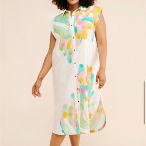 Maeve by Anthropologie Cap-Sleeve Button-Front Midi Dress